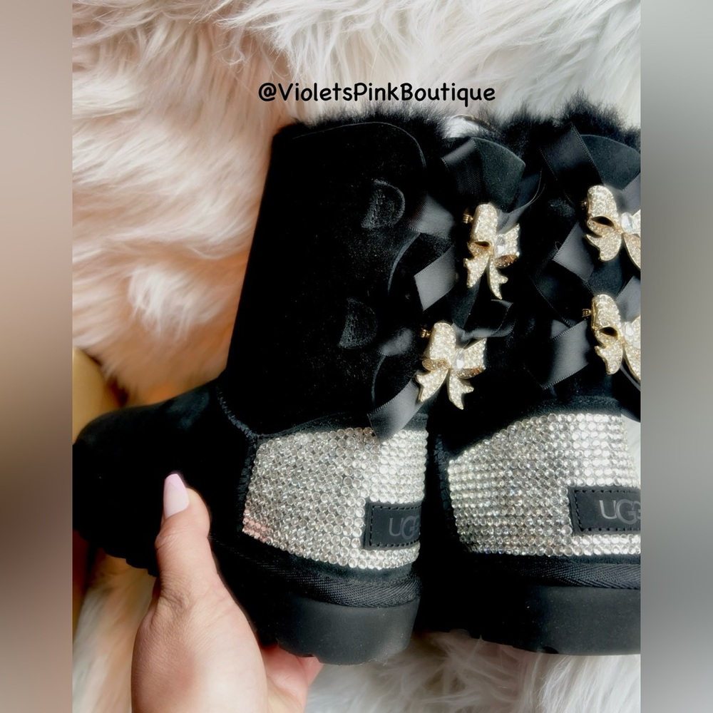 Womens custom bling Swarovski crystal Bailey bow Ugg boots